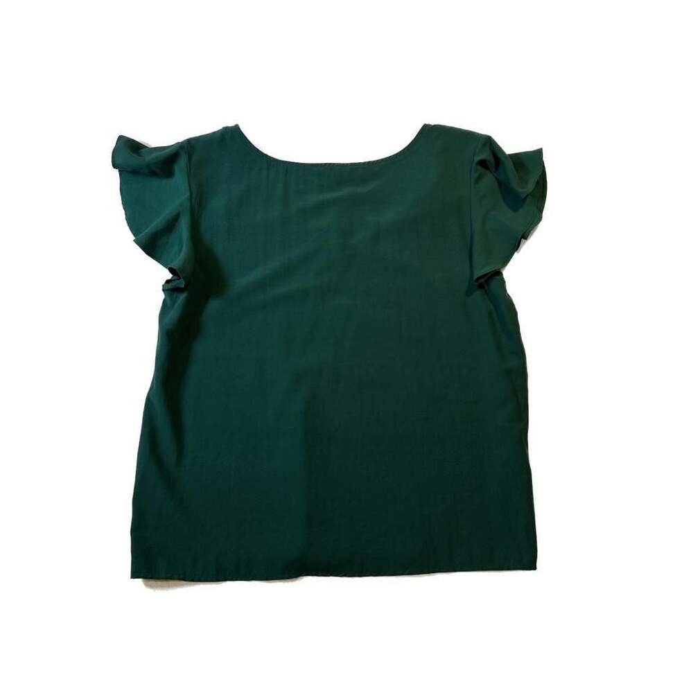 Stradivarius Emerald greene Ruffle Blouse Size Large Top boho chic - Picture 8 of 8